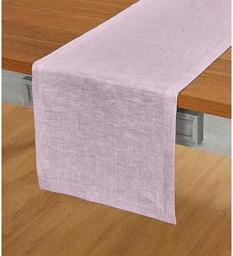 Solino Home 100% Pure Linen Table Runner Lavender Long, Athena 14 x 120 in
