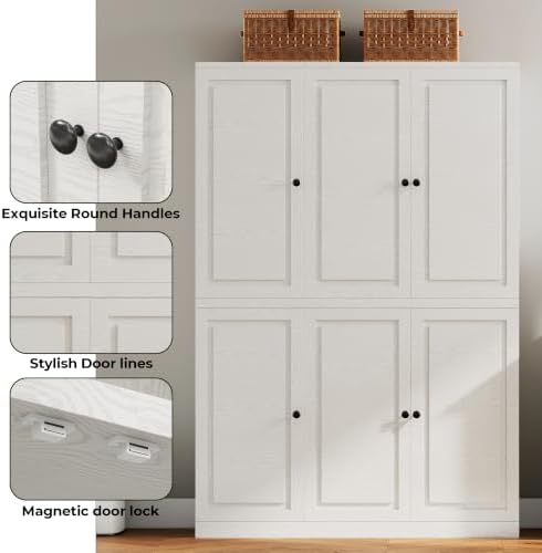 IRONCK Kitchen Pantry Storage Cabinet, 47.2" W x 69" H, 6 Doors, White