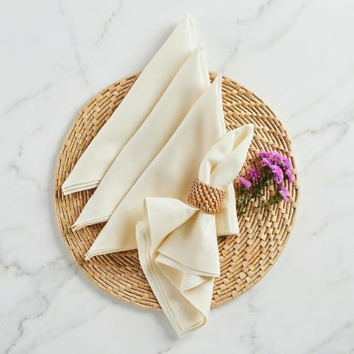 Solino Home 100% Pure Linen Dinner Napkins Ivory, Fete 20 x 20 in, Set of 6