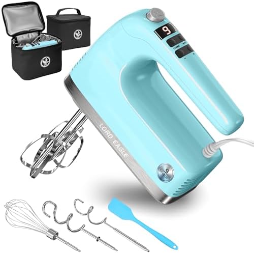 Lord Eagle 9-Speed Digital Hand Mixer Electric Handheld, 500W DC Motor