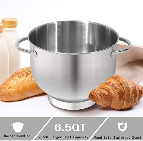 Aucma Stand Mixer,6.5-QT 660W 6-Speed Tilt-Head Food Mixer, Kitchen Electric Mixer with Dough Hook, Wire Whip & Beater (Black, 6.5QT)