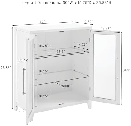 Crosley Furniture Roarke Stackable Glass Door Pantry Storage Cabinet