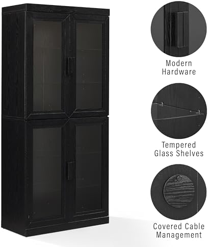 Crosley Furniture Essen Glass Door Pantry Storage Cabinet