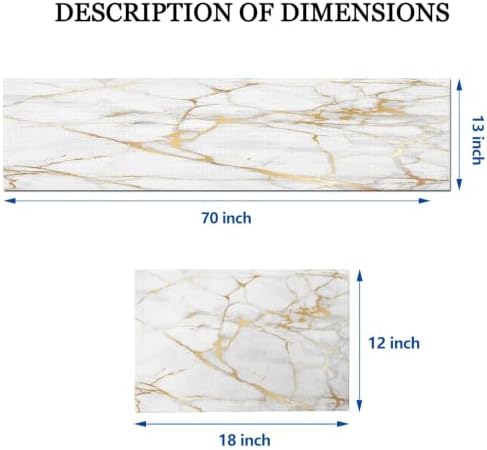 Mcalk Luxury Gold Marble Table Runner and Placemats Set of 6 Pieces, Gold Marble Placemats, Modern Cloth Place Mats Indoor for Kitchen,Washable Linen Material for Dining Table