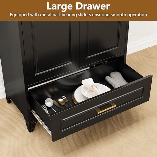 Polup 75" Metal Storage Cabinet, Tall Kitchen Pantry Cabinet with 1 Drawer