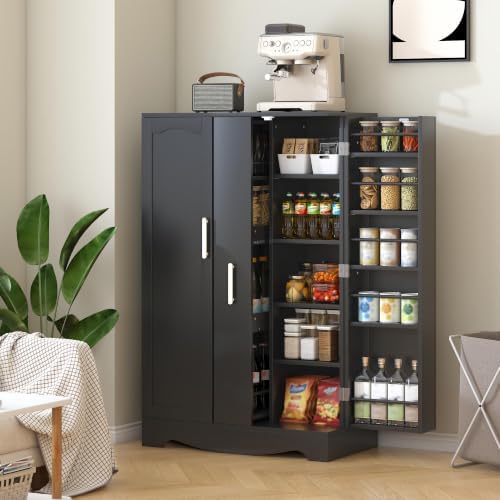 kepptory 47" Kitchen Pantry Cabinet with Pull Out Drawer Adjustable Shelves