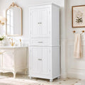 Merax 63" Pantry Cupboard with Four Doors & One Drawer, Bathroom Storage Cabinet with Adjustable Shelves for Home/Living Room/Dining Room/Kitchen, White