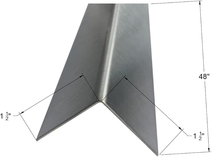 Brushed 304 Stainless Steel Corner Guards, 48" Wall Protectors, 20ga & 16ga, Available in 1/2" to 4", Multi-Pack Options (1, 2, 5, or 10) (2, 1 1/2 x 1 1/2, 20ga, No Hug Edges)