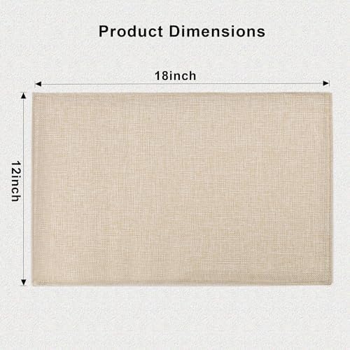 SLKQG Beige Faux Cotton Linen Placemats Set of 8, Heat Resistant Washable Double Layer Cloth Place Mats for Dining Table, Wrinkle Resistant Linen Textured Farmhouse Kitchen Decor（8，Beige）