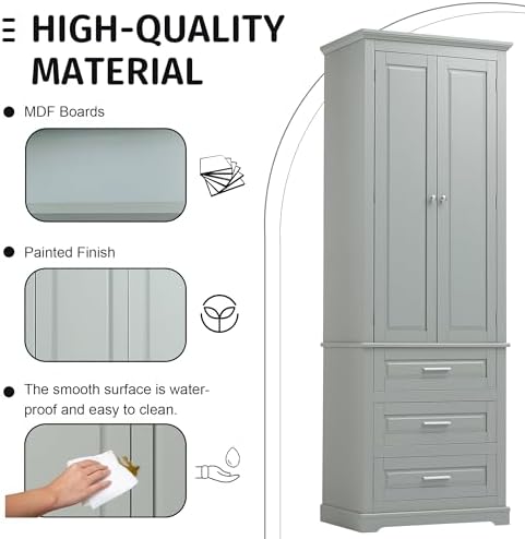 Merax 70" Tall Kitchen Pantry Cabinet with Doors and Drawers, Storage Shelf Organizers for Home, Bathroom and Living Room,