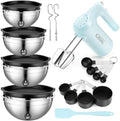 5-Speed Hand Mixer Electric With 4 Mixing Bowls Set