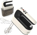 Yomelo 9-Speed Digital Hand Mixer Electric, 400W Powerful DC Motor, Hand Mixer Electric Handheld with Snap-On Storage Case, 5 Stainless Steel Accessories, Beaters, Dough Hooks, Whisk(Creamy/Black)