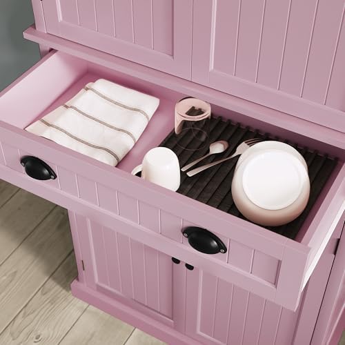 ARTPOWER 72" Tall Freestanding Pantry & Kitchen Storage Cabinet, Pink