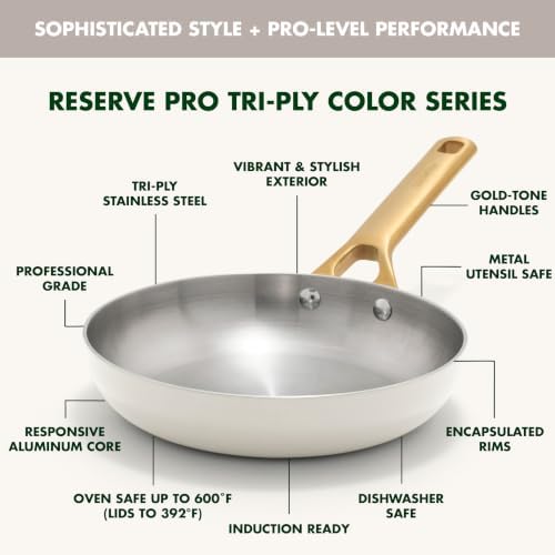 GreenPan Stainless Steel Tri-Ply Reserve 12 Piece Cookware Pots & Pans Set