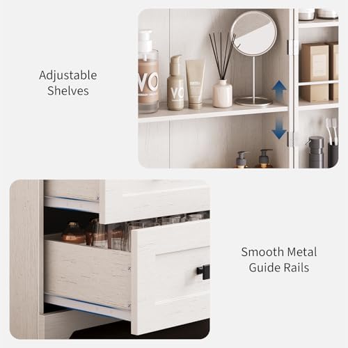 IDEALHOUSE Farmhouse Kitchen Pantry Cabinet - 72" Tall Large Wood Kitchen Storage Cabinets with Adjustable Shelves & 2 Barn Doors & 3 Drawer, Versatile Storage for Dining Room, Bathroom, Living Room