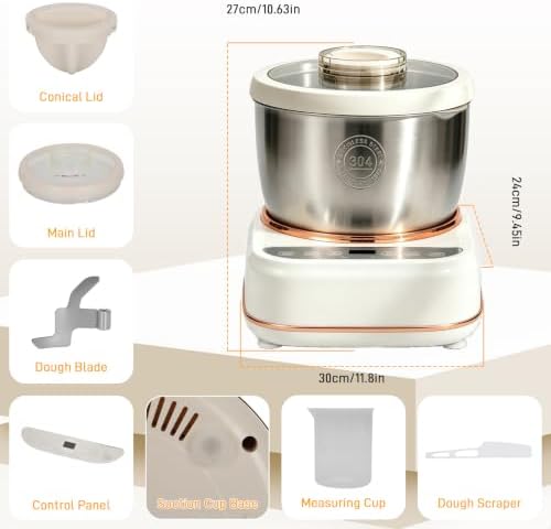 7.4QT Electric Dough Mixer with Ferment Function, Large Capacity Dough Maker Machine, 304 Stainless Steel Bowl,Face-Up Touch Panel, Timer Control, Household Bread Mixer for Pizza