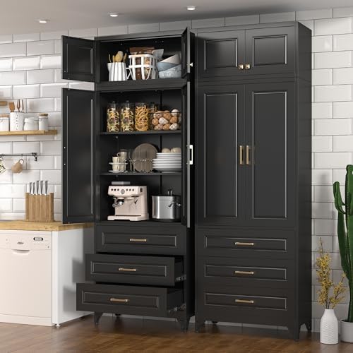 Polup 90" Pantry Cabinet, Tall Metal Storage Cabinet with Doors and Shelves