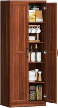 HOMCOM 63" Kitchen Pantry Cabinet with Doors and Adjustable Shelves, Brown