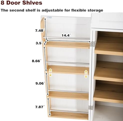Ball & Cast 78" Tall Farmhouse Kitchen Pantry Cabinet,Freestanding Storage Cabinet with 8 Door Shelves, 3 Adjustable Shelves & 3 Large Drawers, Kitchen Pantry Cupboard for Dining Room, Bathroom, White