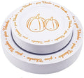 Rubtlamp 60Pcs Thanksgiving Plastic Plates, White Plastic Plates With Orange Pumpkin and Alphabet, Premium Heavy Orange plates Include 30 Dinner Platos 10.25", 30 Dessert Platos 7.5" For Party