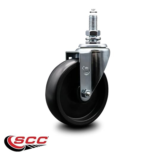 Service Caster Brand Replacement Caster for Uline Caster H-7451S - Swivel Threaded Stem Caster with 5 Inch Polyolefin Wheel and 1/2 Inch Stem - Light Duty Replacement - Fits Carts and Racks H-1977