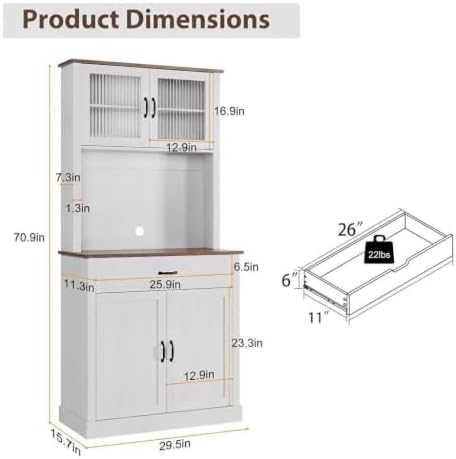 IDEALHOUSE Kitchen Pantry Cabinet with Microwave Stand