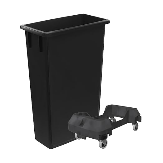 3 Pack 23 Gallon Waste Bin with Dolly, Heavy-Duty Trash Can, Slim Rectangular Garbage Bin, Durable Waste Container, Recycling Bin, Plastic Wastebasket for Kitchen, Garage, Restaurants, Office