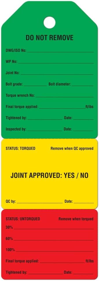 INCOM Manufacturing 3-Stage Flange Tags, Heavy Duty All-Weather DuraPly™, Waterproof and Tear-Resistant, 2.75 inch x 7.9 inch, 100 Pack, TG8033PT100