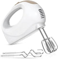 Showvigor Electric Hand Mixer with 5 Stainless Steel Whisks,5 Speed, White