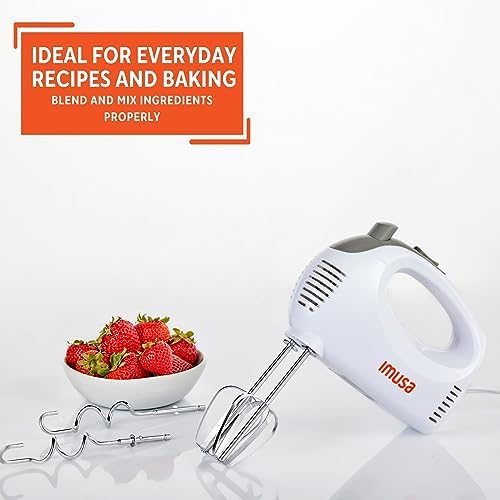 IMUSA USA Hand Mixer with Case 5-Speed ,White, Small