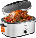 VEVOR Electric Roaster Oven, 24 Qt 1450W, Turkey Roasting Pan, 3 Food Trays