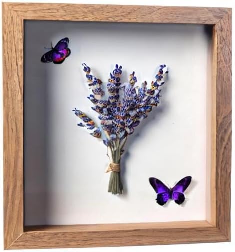 FrameWorks 8” x 10” Golden Oak Wooden Shadow Box Frame – Display Case with Soft Felt Back, Memory Box with Tempered Glass, Display Box with Elegant White Ball Push Pins, Wooden Flower Box