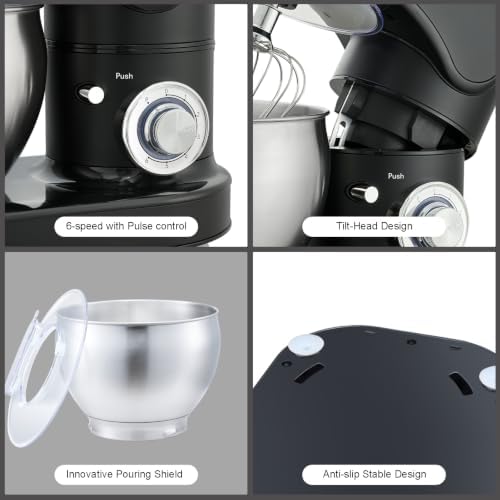 Stainless Steel 6-Speed 7.4QT Stand Mixer, Black