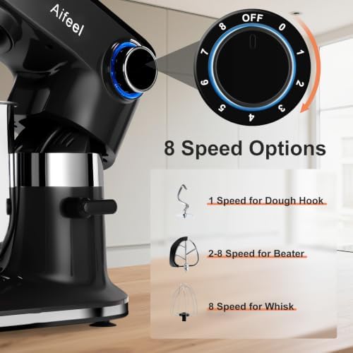 10.5QT Stand Mixer, 900W Electric Tilt-Head Kitchen Mixer Black
