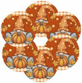 Fall Round Placemats Set of 6 Thanksgiving Pumpkin Gnome Place Mats Washable Woven Placemat Maple Leaf Orange Buffalo Plaid Circle Braided Table Mat for Kitchen Dining Holiday Party Fall Decor 15 Inch