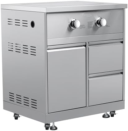 KoolMore 32 in. Outdoor Kitchen Liquid Propane Side Burner with Bottom Cabinet in Stainless-Steel (KM-OKS-SBC)