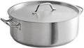 SS1 Series 20 Qt Stainless Steel Brazier with Cover, Aluminum-Clad Bottom, NSF Listed, Induction Ready, Dishwasher Safe, 6 Inch Height, Commercial Grade
