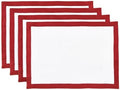 Solino Home 100% Linen Placemats, 14 x 19 in, Red Border, Classic, Set of 4