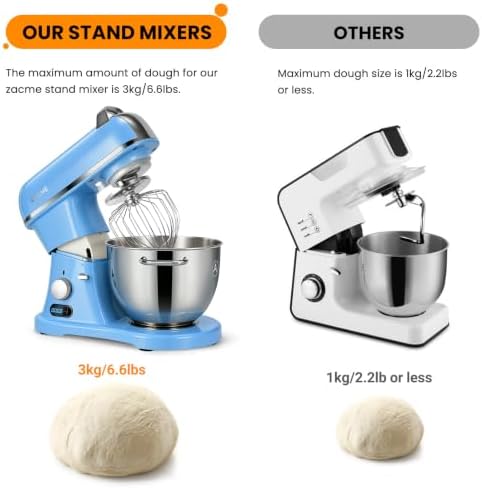 ZACME 8.4QT Commercial Stand Mixer 800W with Aluminum Die Casting Meets the Standard of NSF/ANSI 8-2023, Mixers Kitchen Electric Stand Mixer with Stainless Steel 8L Bowl, Dough Hook, Whisk and Beater