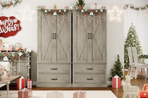 IDEALHOUSE Kitchen Pantry Storage Cabinet with Barn Doors