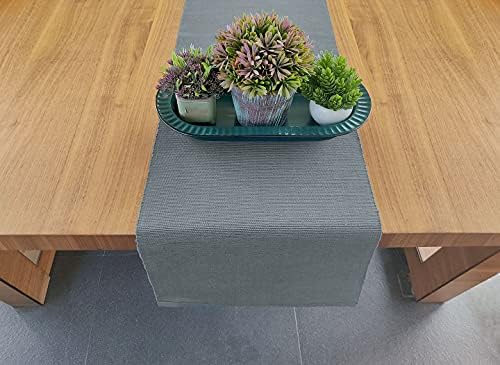 AVKA Studio 100% Cotton Ribbed Table Runner - Pack of 1-13 x 72 Inches - Grey - Dining Or Kitchen Table Runner Thick Construction for Everyday Use, Picnics, Outdoor Table, Parties, Wedding, etc