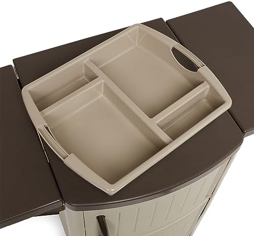 Suncast Outdoor Grilling Prep Station Table with Storage, Taupe/Brown