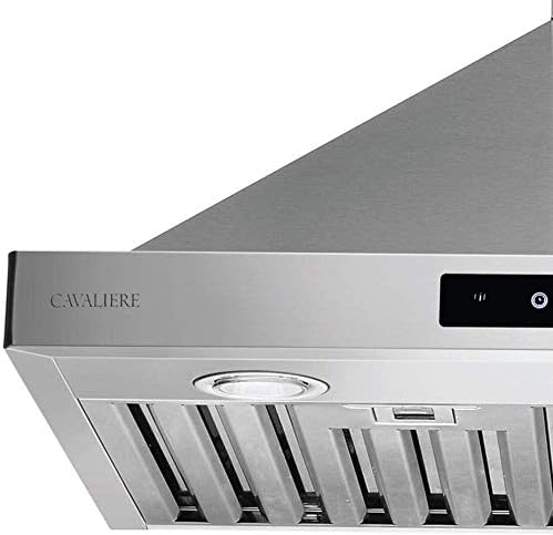 CAVALIERE Digital 462 CFM Wall Mount Range Hood 30 Inch, 3-Year Warranty, Enhanced Stainless Steel, Ducted/Ductless Range Hood Convertible (Kit Included), LED Lights, Baffle Filter, Touch Controls