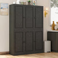 IRONCK Kitchen Pantry Storage Cabinet 47.2" W x 69" H, 6 Doors Large Storage Modern Food Pantries with 8 Shelves and Door Rack, Cupboard for Living Room Dining Room, Black