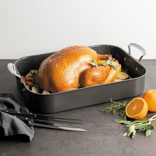 Nordic Ware Verde Extra Large Ceramic Nonstick Turkey Roaster, 18.1 x 13.1 x 3.5 Inch Cooking Surface
