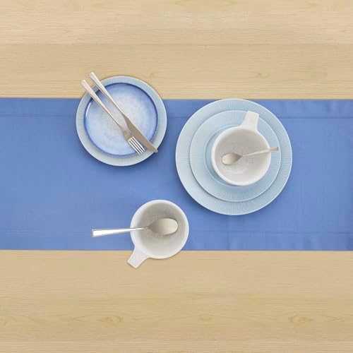Solino Home Cotton Linen Table Runner Dusty Blue Hemstitch, 14 x 120 in