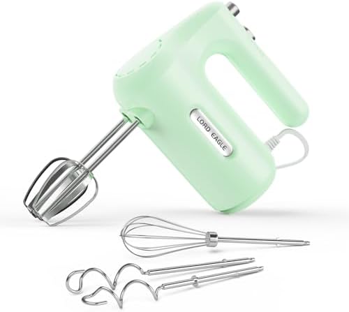 5-Speed Small Hand Mixer Electric, 300W Compact Portable, Green