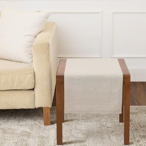 Solino Home 100% Pure Linen Table Runner Natural Woven, Athena 14 x 36 in