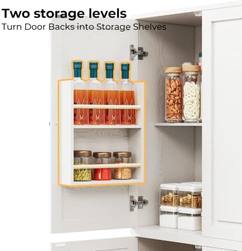 IRONCK Kitchen Pantry Storage Cabinet, 47.2" W x 69" H, 6 Doors, White