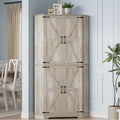 IRONCK Corner Cabinet, 72" Farmhouse Pantry Cabinet, Rustic Maple